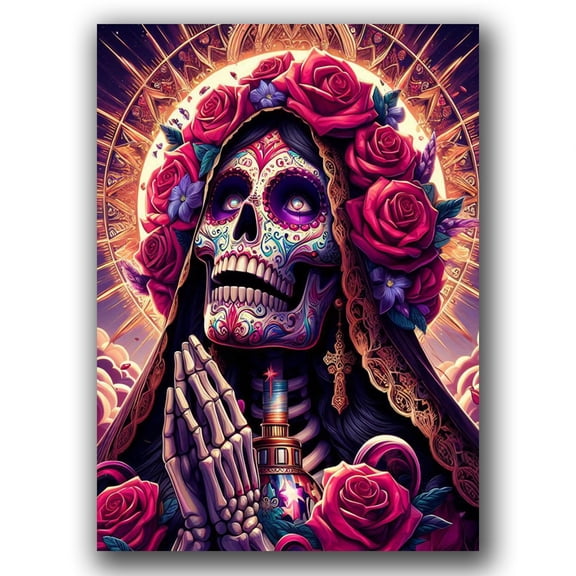 Skull 5D DIY Diamond Painting kits,Skeleton Diamond Art Kits for Adults, Full Round Drill Diamond Mosaic Kits,Gothic Gem Art and Crafts,Diamond Dots for beginner,Crafts Kit for Halloween Wall Decor,1