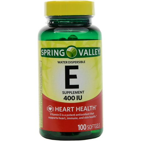 Spring Valley La vitamine E 400 UI eau soluble Gélules Complément alimentaire 100 Ct