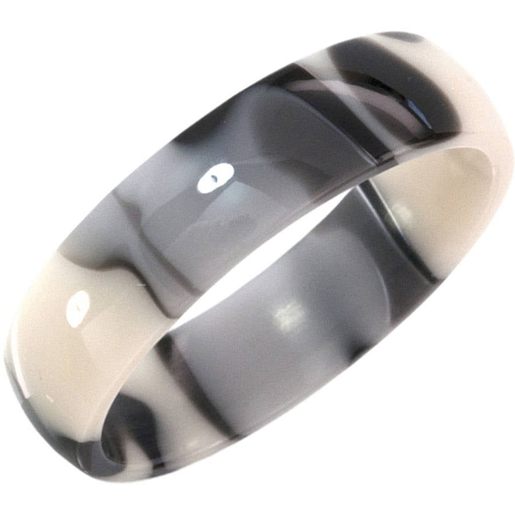 6mm Half-Round Black and White Swirl Stackable Ring