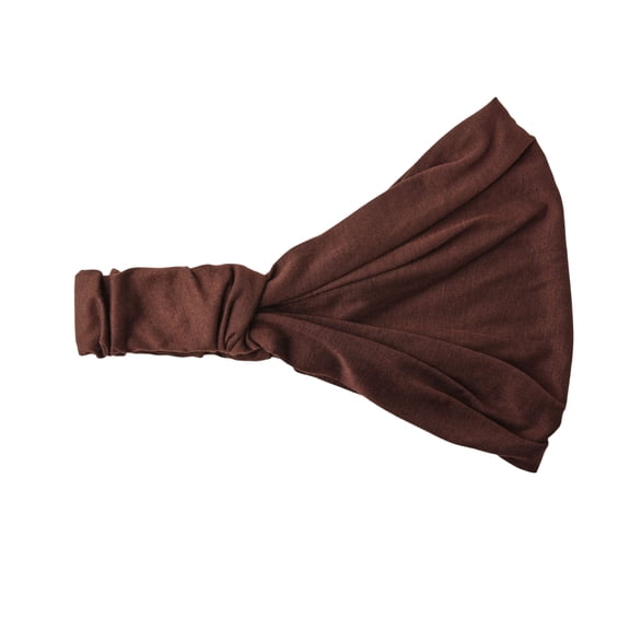 Motique Accessories Wide Cotton Head Band Solid Boho Yoga Style Soft Hairband for Women (Dark Brown)