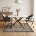 thumbnail image 3 of ODIKA 5'x7' Navy Beige Black Geometric Floral Design Washable Area Rug Elegant Motif Pattern for Small Living Room, Bedroom, Easy Care, Non-Shedding, Pet Friendly, 3 of 7