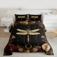 thumbnail image 2 of Homewish Bohemain Gold Dragon Queen Comforter Set,Retro Rustic Flower Bedding Sets,Natural Plant Bedding Comforter Set For Teens,Luxury Bedroom Decor Reversible,3-Piece, 2 of 8