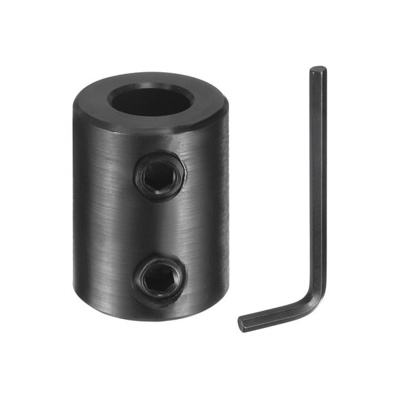 Shaft Coupling, 3/8" Bore 3/4" OD 1" Length Black Oxide Plated with Hex Wrench(2 Screws Each Coupling)