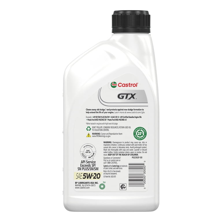 Castrol GTX 5W-20 Synthetic Blend Motor Oil, 1 Quart - Walmart.com