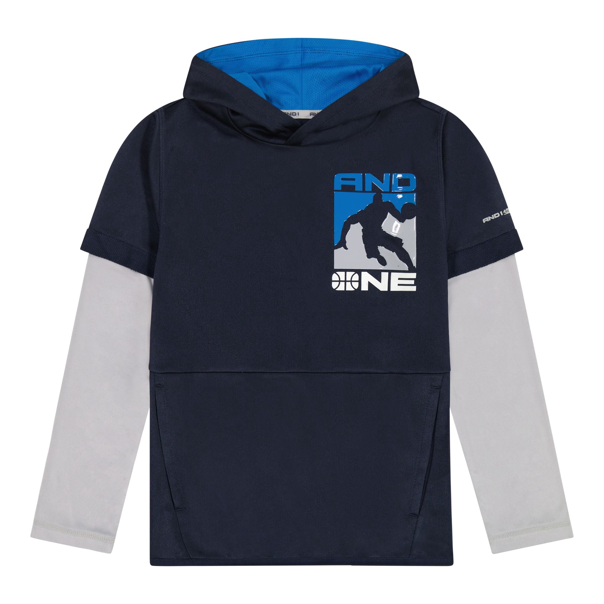And1 Boys Long Sleeved Hooded T-Shirt, Sizes 4-18 - Walmart.com