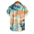 thumbnail image 4 of ZRGHAOYLQ Men's Hawaiian Shirt Short Sleeve Big and Tall Beach Vacation Party Tshirts Button Down Hawaii Tropical Shirts Plus Size Palm Tree Lapel Tshirt, 4 of 6