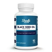 Shafi Nutrition Black Seed Oil Certified Halal, Vegetarian, Non-GMO, Herbal, Helps Support Heart Health & Digestive System, 90 Capsules