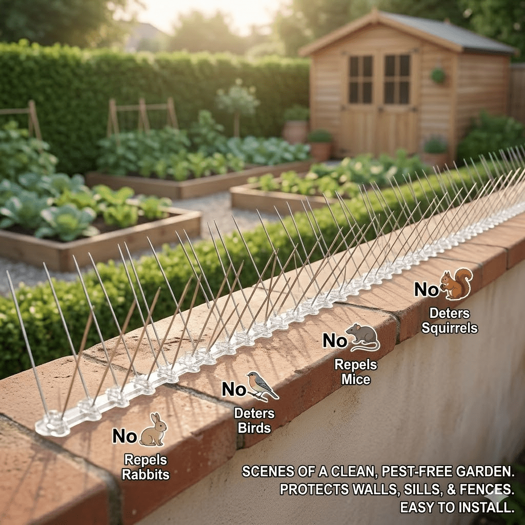 Bird Spikes for Small Birds & Pigeons - 300cm (118in) Bird Deterrent Spikes for Fence, Roof & Window Sills - Upgraded Anti-Bird Strips to Keep Birds, Cats & Squirrels Away Set of（10）