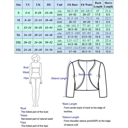 bolero jacket size chart bolero jacket size chart
