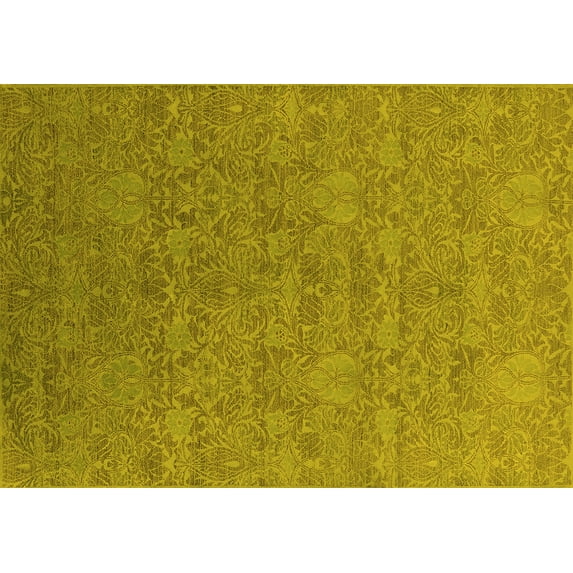 Ahgly Company Indoor Rectangle Oriental Yellow Industrial Area Rugs, 7' x 9'