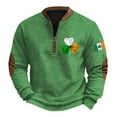 thumbnail image 4 of Ruyang Boys St Patricks Day Sweatshirts Half Zipper Ribbed Cuffs Pullover Sweatshirts Tops Shamrock Printed Teens Long Sleeve Hoodie, 4 of 5