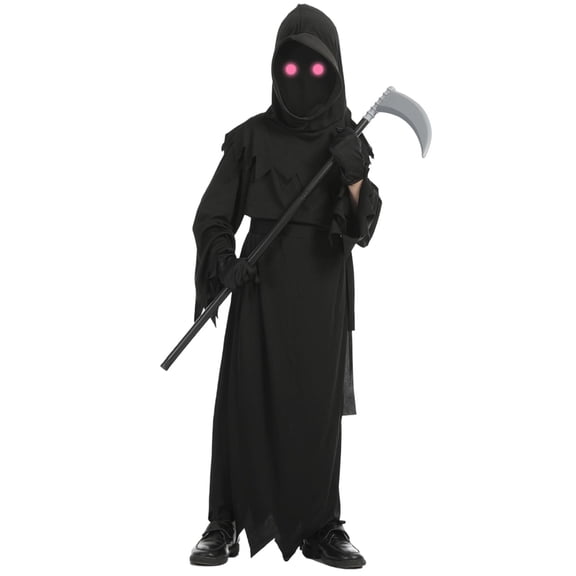 CONZONE Halloween Grim Reaper Outfit For Kids Hallowmas Outfit Dress Up Clothes For Kids Funny Festival Stage Party Outfits Size 3-4 Years Black