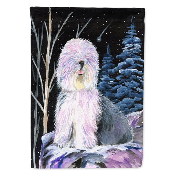 Starry Night Old English Sheepdog Flag Canvas House Size