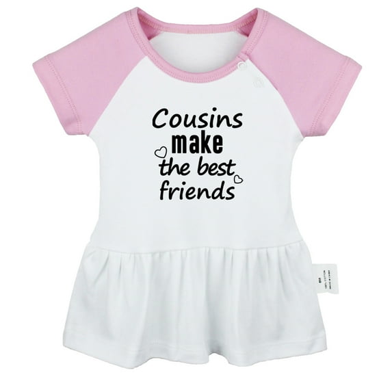 Cousins Make The Best Friends Funny Dresses For Baby, Newborn Babies Skirts, Infant Princess Dress, 0-24M Kids Graphic Clothes (Pink Raglan Dresses, 18-24 Months)
