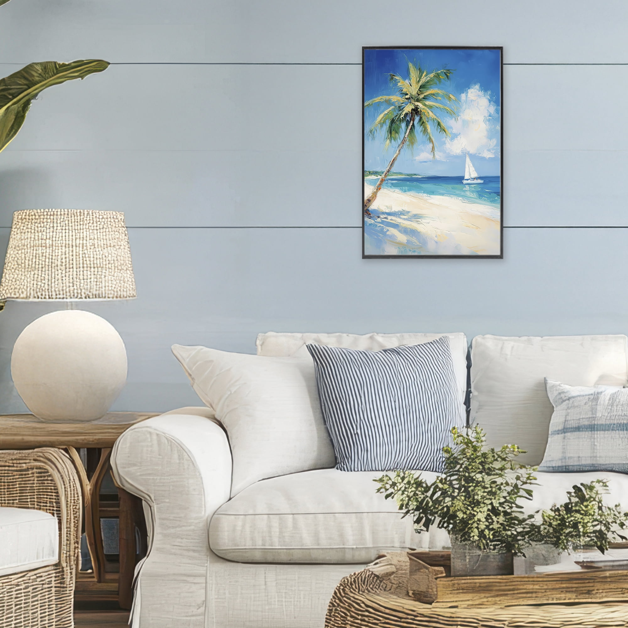 Stupell Industries White Clouds & Sails Black Framed Giclee Art, design by Petal Prints Design