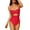 Red, variant on Women's One-Piece Swimsuit Sexy Cutout Scallop Trim Bathing Suit