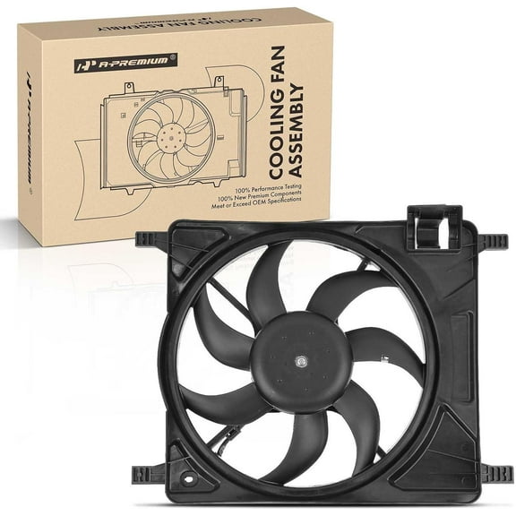 A-Premium Engine Radiator Cooling Fan Assembly Compatible with Chevrolet Spark 2011-2015, Spark Classic 2016-2017, L4 1.2L, Manual Transmission