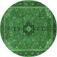 thumbnail image 1 of Ahgly Company Indoor Round Medallion Emerald Green Traditional Area Rugs, 7' Round, 1 of 4