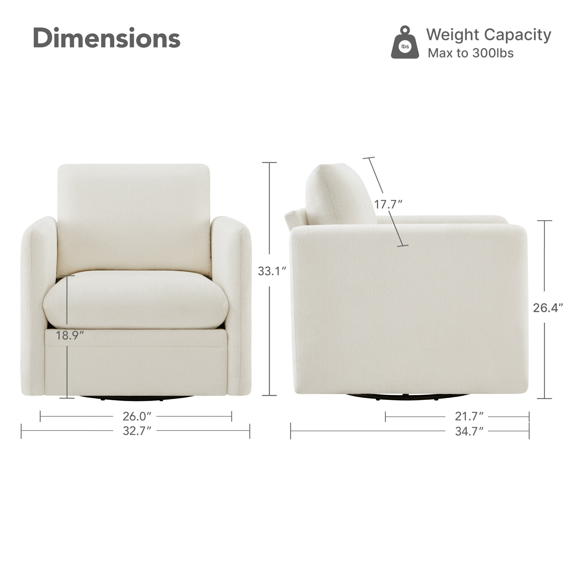 Spruce & Spring 360° Swivel Accent Chair with Reversible Cushion, Linen
