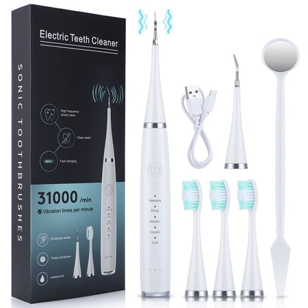 Ligghig Electric Toothbrush  Rechargeable Power Toothrush with 3 Brush Heads  5 Modes  White