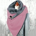 thumbnail image 5 of PMVFHDE Women's Double Layer Snap Closure Triangle Scarf for Fall and Winter, Solid Color Warm Wrap for Women, Fashionable High Neck Style Scarf for Cold Weather Pink, 5 of 5