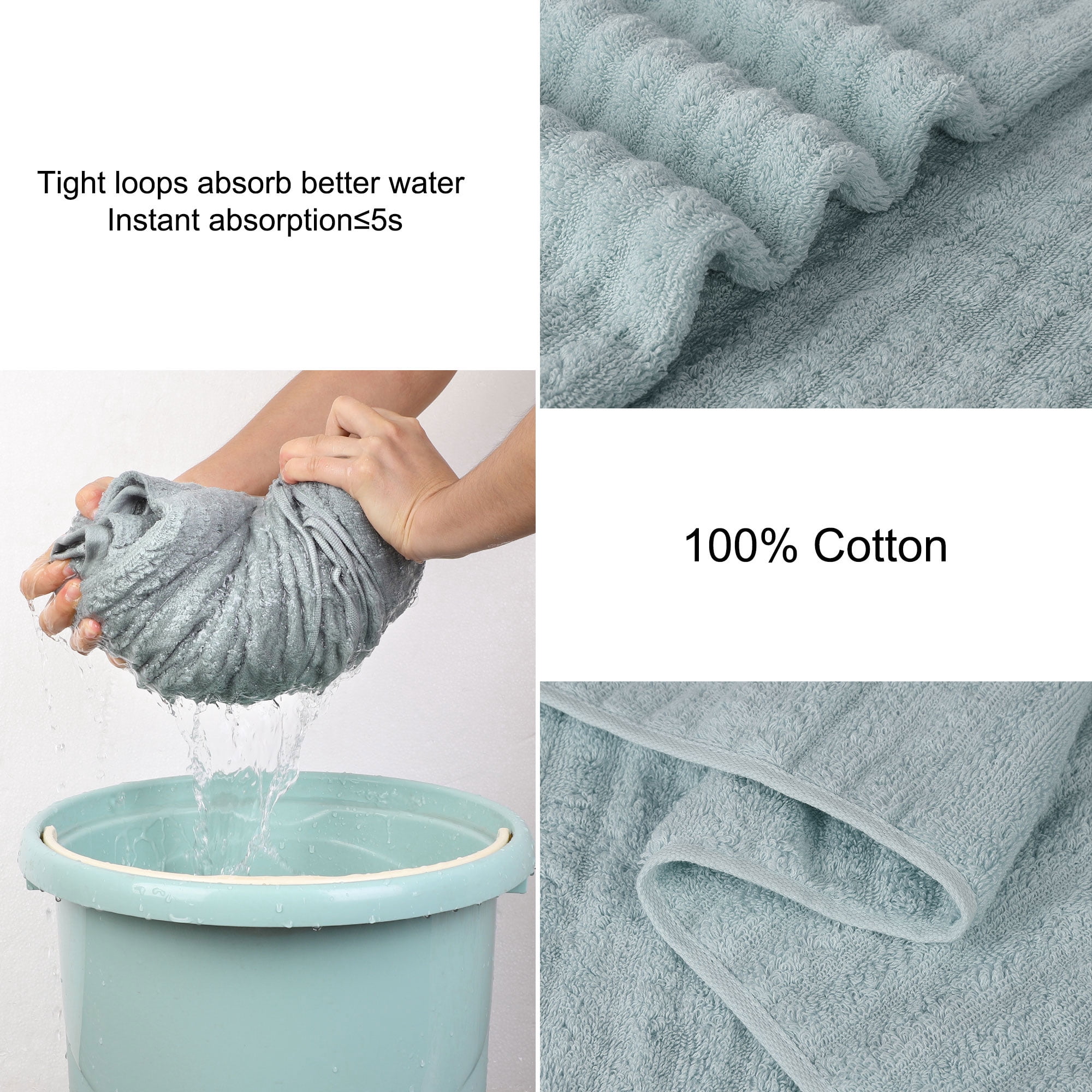 PiccoCasa 2 Piece Bath Towels 27"x54" 510GSM Thick Oversized Absorbent Spa Blue
