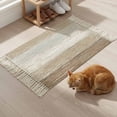 thumbnail image 6 of Bathroom Rug 2'x 3', Brown Grey Woven Cotton Washable Rug with Tassels, Farmhouse Gray Barn Wooden Vintage Striped Non Slip Front Door Mat for Entrance, Doorway, Hallway, Laundry Room, 6 of 9