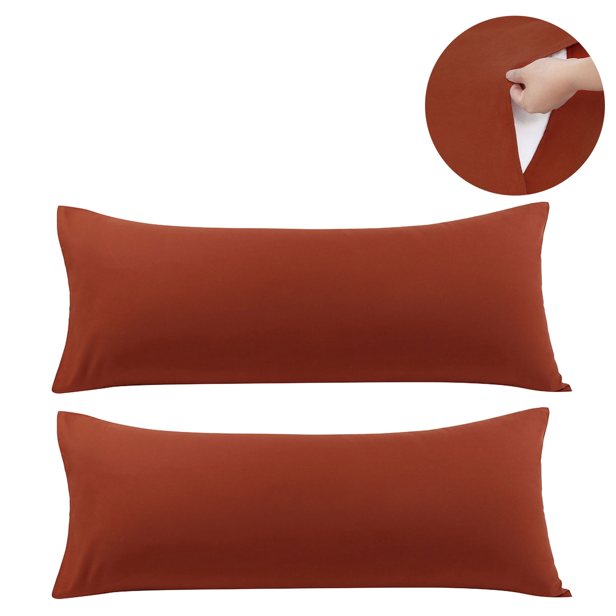 Piccocasa 2pcs Body Pillow Cover Brushed Microfiber No Zipper Orange Body(20