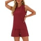 thumbnail image 1 of INSPIRAR CHIC Conjuntos de Pijamas de Mujer de Tejido Waffle Sin Mangas con Cuello en V, Top de Tanque con Pantalones Cortos, Conjuntos de Lounge S Rojo, 1 of 6