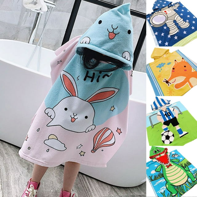 Cheer.US Animal Hooded Baby Towel Washcloth, Kids Bath and Beach Soft Cotton Terry Hooded Towel Wrap,Toddler Premium Cotton Absorbent Bathrobe for Girls Boys