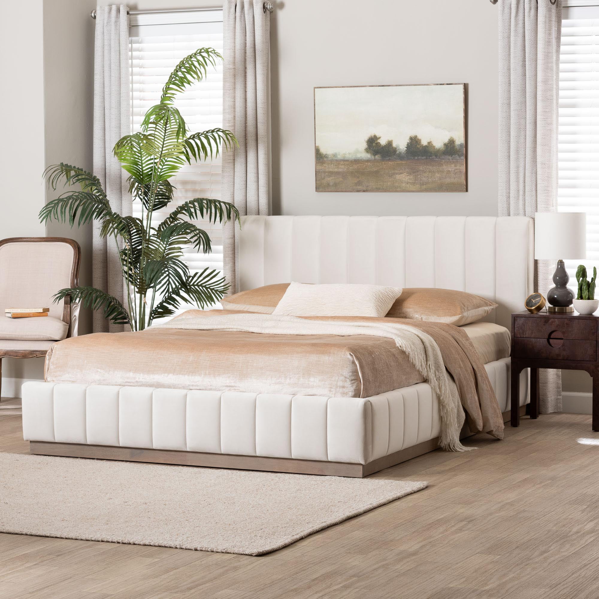 Baxton Studio Glennis Japandi Platform Bed, Queen, Natural Brown