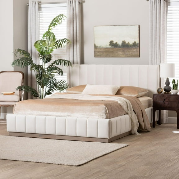 Baxton Studio Granger Modern Platform Bed, Queen, Alabaster White