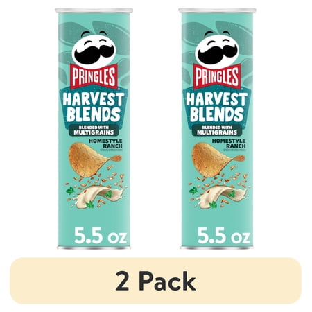 (2 pack) Pringles Harvest Blends Homestyle Ranch Potato Crisps Chips, Lunch Snacks, 5.5 oz