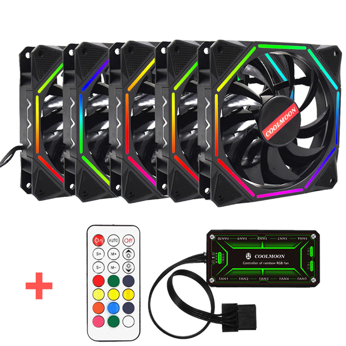 Computer PC Case RGB Cooling Fan LED 120mm Cooler with Remote Control Quiet Fan