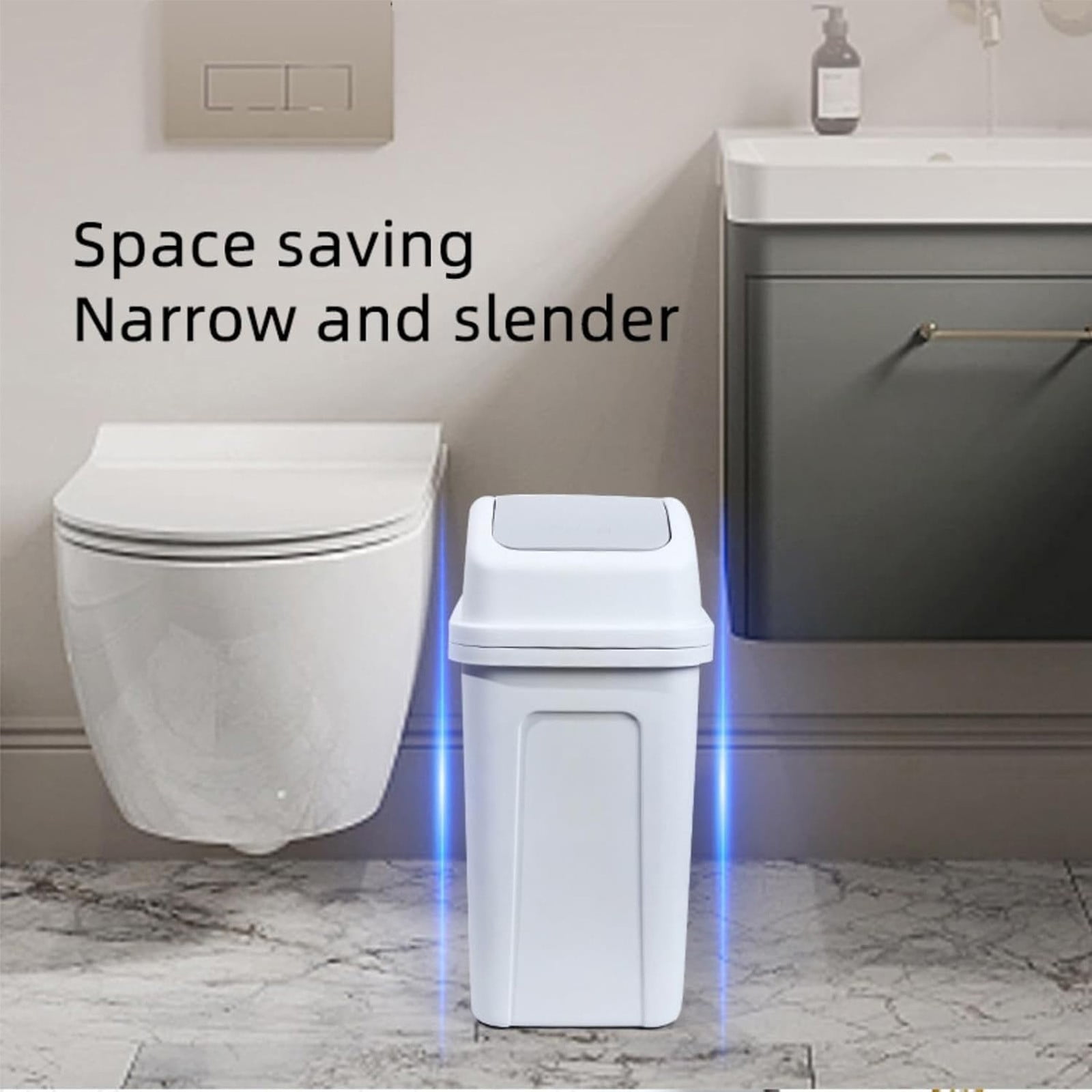 5.5-Gallon Bathroom Trash Can with Lid, Plastic Garbage Bin for Kitchen, Living Room, Bedroom, Dog-Proof Design, Modern Waste Basket, Green, By PRYESS
