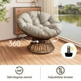 thumbnail image 2 of UHOMEPRO 41.5" Rattan Papasan Chair with Handwoven Wicker, Modern Ergonomic Lounge Chair with Cloud Thick Density Fabric Cushion, Comfy Single Swivel Chair for Living Room Bedroom Garden, Beige, 2 of 10