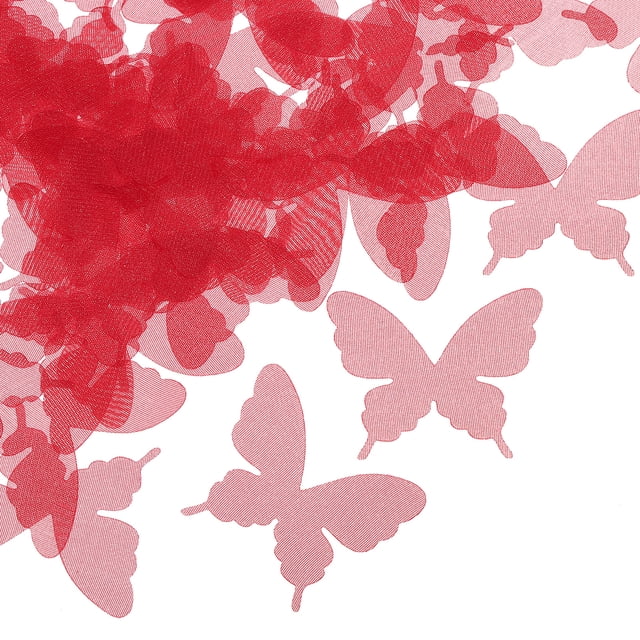 Unique Bargains Organza Butterfly Ornament, 20 Pack Fabric Butterflies Bows Butterfly Decoration Appliques, Red