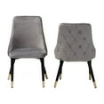 thumbnail image 3 of Baxton Studio Giada Contemporary Glam and Luxe Grey Velvet Fabric and Dark Brown Finished Wood 2-Piece Dining Chair Set, 3 of 7