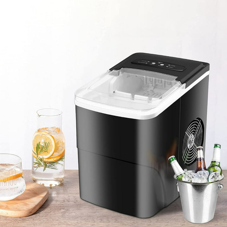 AGLUCKY Ice Makers Countertop with Self-Cleaning, 26.5lbs/24hrs, 9 Cubes  Ready in 6~8Mins, Portable Ice Machine with 2 Sizes Bullet Ice/Ice  Scoop/Basket for Home/Kitchen/Office/Bar/Party, Black : Appliances 