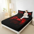 thumbnail image 4 of Manfei Game Repeat Twin Sheet Sets for Teen, Black Red Game Console Twin Fitted Sheet, Cartoon Gamepad Gaming Flat Sheet, Microfiber Bedroom Decor, 3 Pieces, 4 of 7