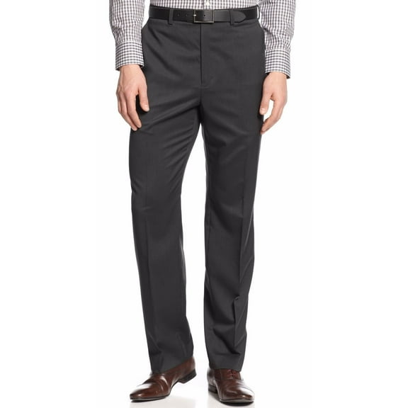 RALPH LAUREN Big & Tall Mini Check Dress Pants Charcoal 42 x 30