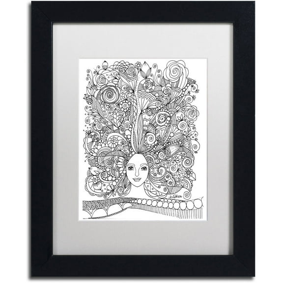 Trademark Fine Art "Flower Girls 18" Canvas Art by KCDoodleArt White Matte, Black Frame