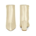 thumbnail image 5 of BLISSFUL STEP Pointed Toe Satin Chunky Heel Ankle Boots for Women Champagne (Size 9), 5 of 5