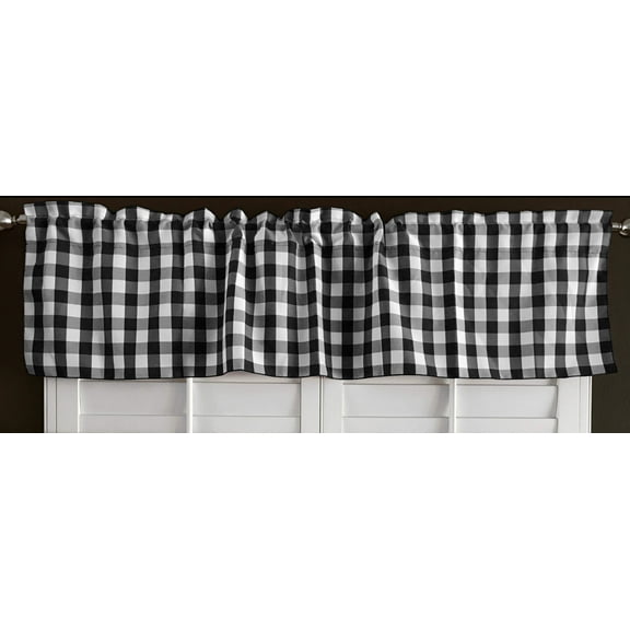 poplin gingham checkered window valance 58 wide black