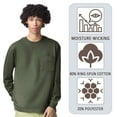 thumbnail image 6 of American Apparel Unisex Heavyweight Long Sleeve Pocket Tee 80/20 Ring-Spun Cotton/Polyester Casual T-Shirt (Sea-Blue+White 2 Pack, M), 6 of 7
