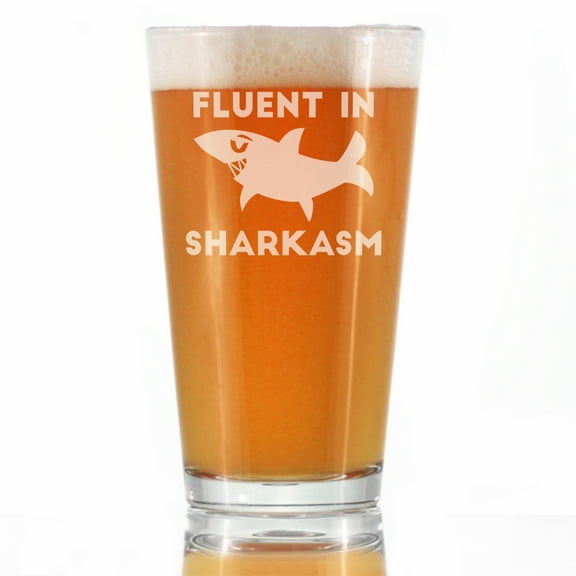 Bevvee Pint Glass 16 oz Sharkasm Shark Lover Gifts Beer Glasses