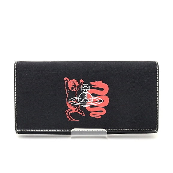 Pre-Owned Vivienne Westwood Bifold Long Wallet Orb 1032V Flap Lid Black/Red/White