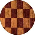 thumbnail image 1 of Ahgly Company Indoor Round Checkered Orange Modern Area Rugs, 5' Round, 1 of 4