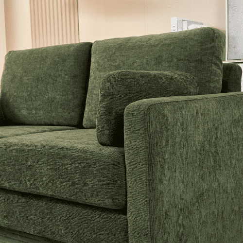 BSHTI 58.66" Small Modern Loveseat Sofa, Mid Century Chenille Fabric 2-Seat Couch Love Seat with Back Cushions, for Living Room, Bedroom and Small Space,Green