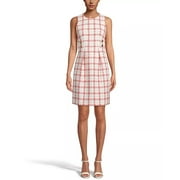 Anne Klein Women's Windowpane Check A-Line Dress White Size 6